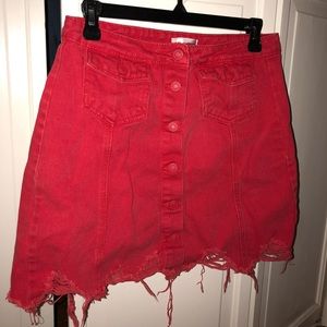 Red jean skirt